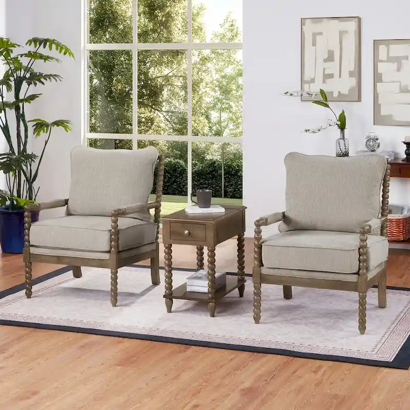 Spindle Leg Wood End Table with USB Charging