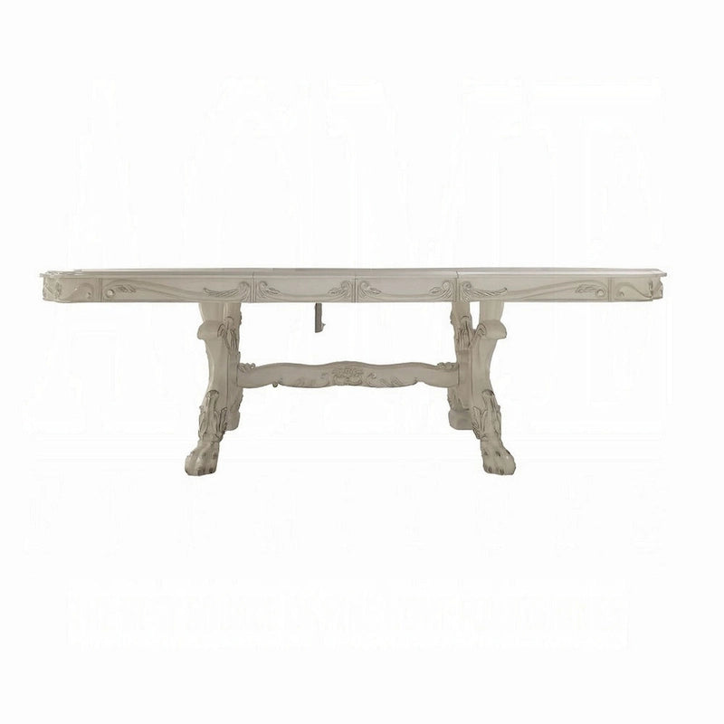 Dining Table, Double Pedestal Base, Bone White Wood, 94-136 Inch