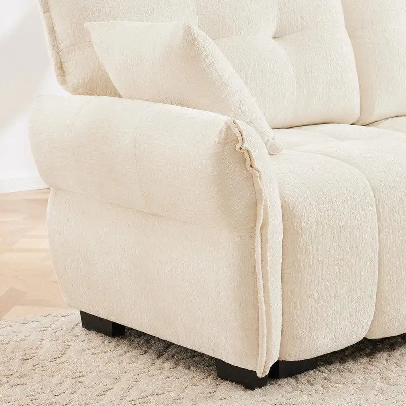 110.2 Chenille 3 Seater Upholstered Sofa, 2 Ottoman