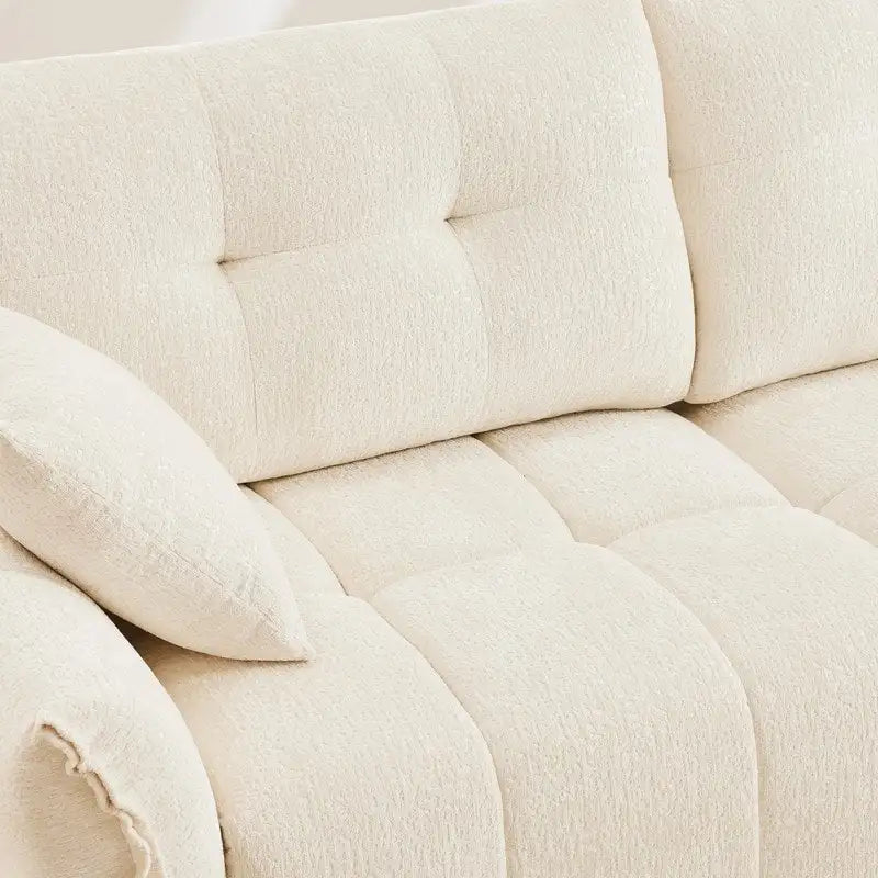 110.2 Chenille 3 Seater Upholstered Sofa, 2 Ottoman