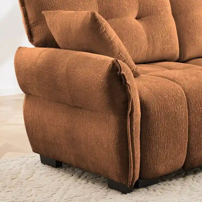 110.2 Chenille 3 Seater Upholstered Sofa, 2 Ottoman
