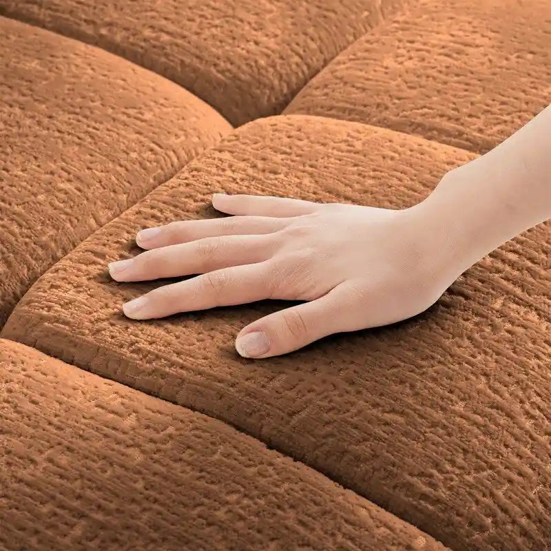 110.2 Chenille 3 Seater Upholstered Sofa, 2 Ottoman