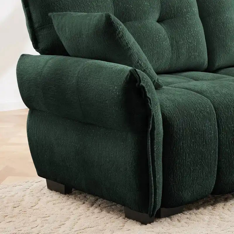 110.2 Chenille 3 Seater Upholstered Sofa, 2 Ottoman