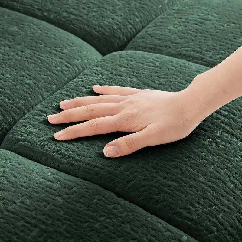 110.2 Chenille 3 Seater Upholstered Sofa, 2 Ottoman