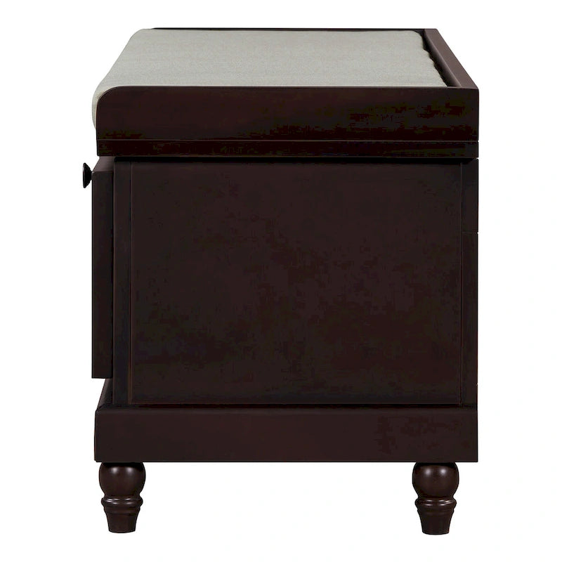 Banc à chaussures cannelé classique avec coussin et 3 tiroirs