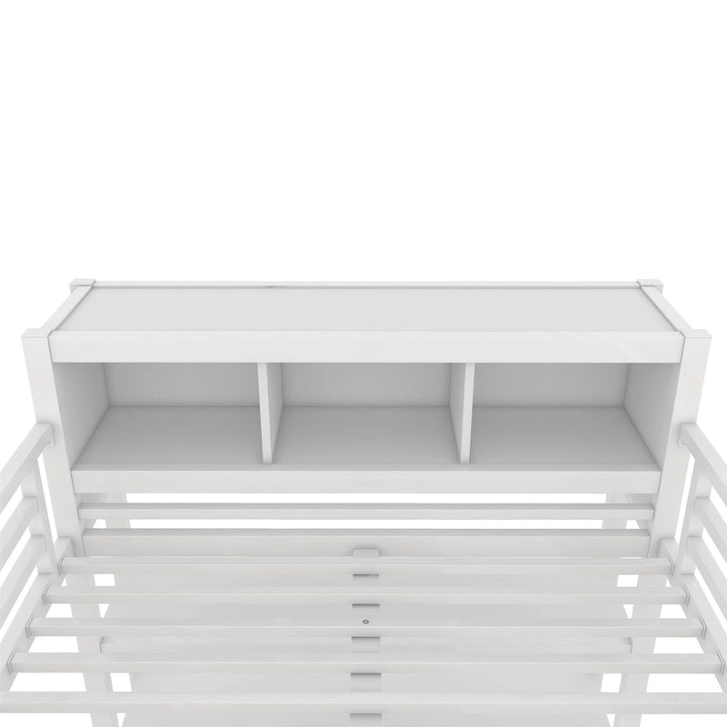 Lit mezzanine en métal avec bureau en L et armoire