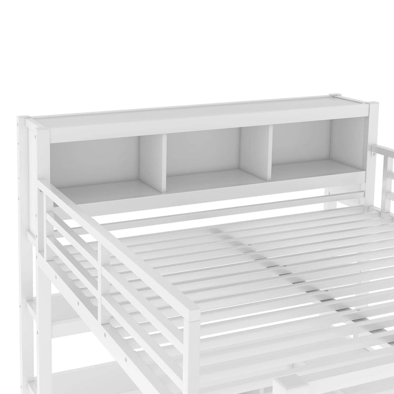 Lit mezzanine en métal avec bureau en L et armoire