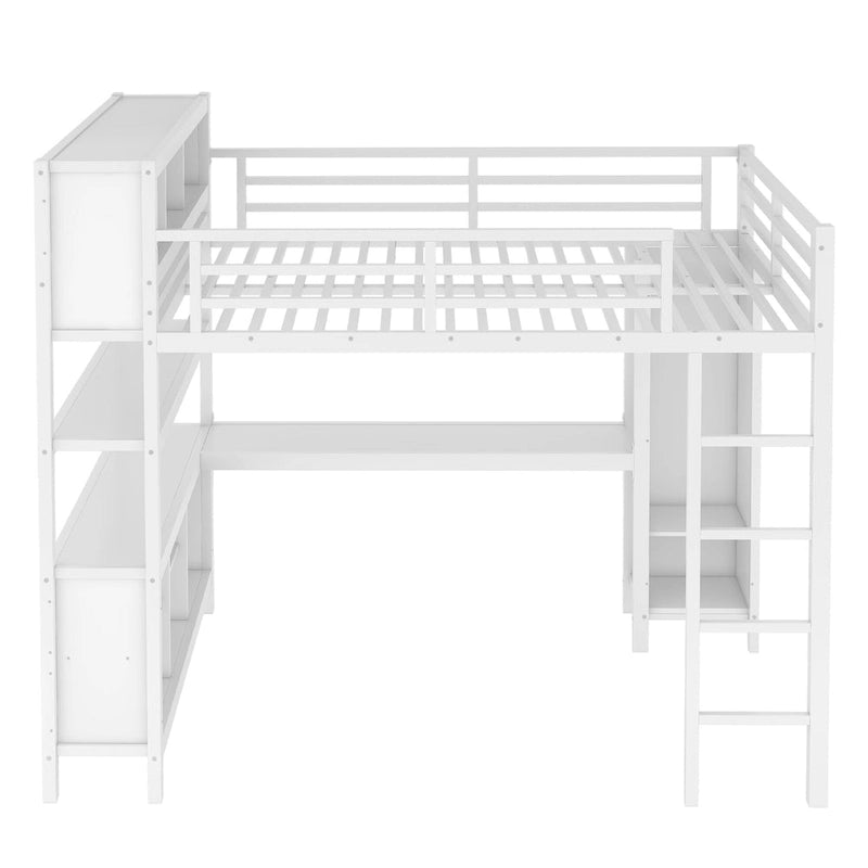 Lit mezzanine en métal avec bureau en L et armoire