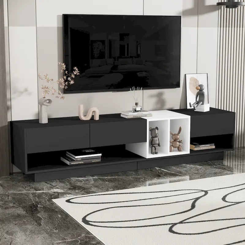 Meuble TV 74" avec rangement et compartiment pour TV jusqu'à 80"