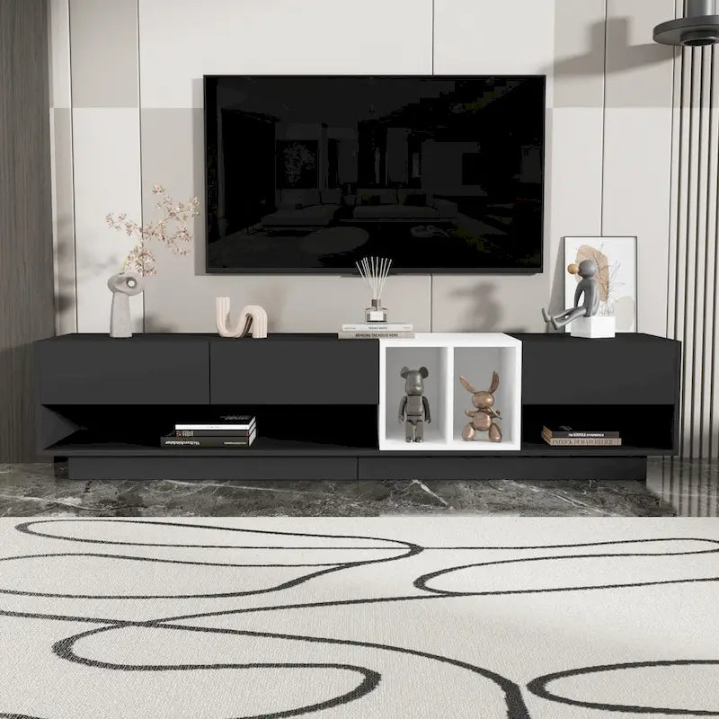 Meuble TV 74" avec rangement et compartiment pour TV jusqu'à 80"