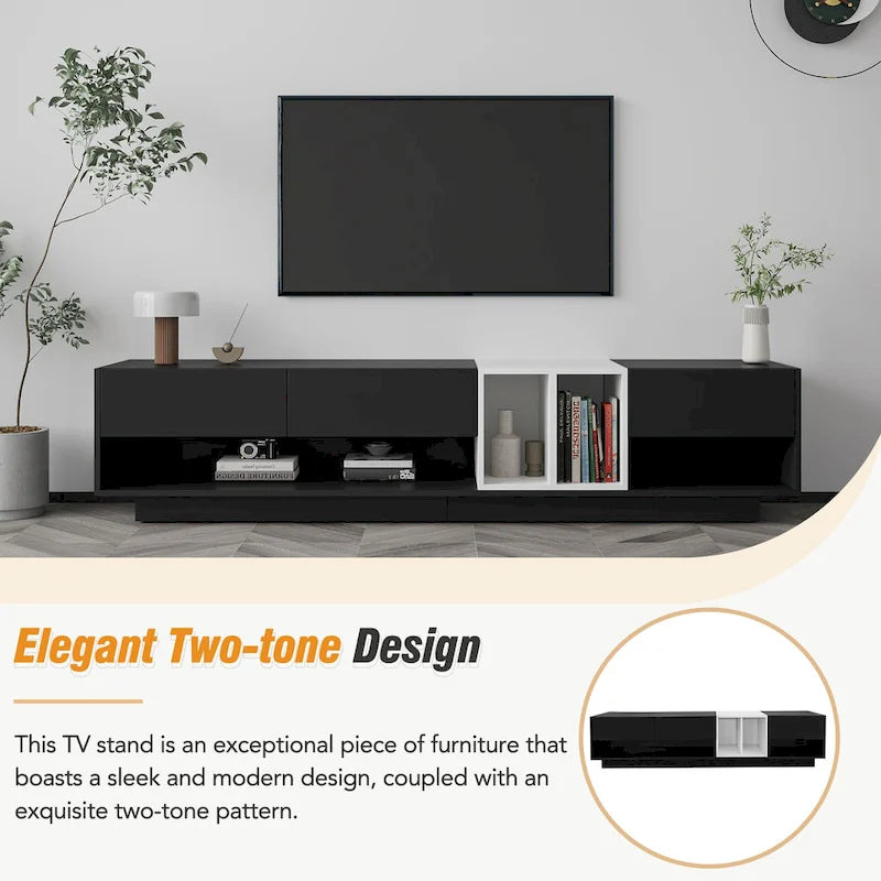 Meuble TV 74" avec rangement et compartiment pour TV jusqu'à 80"