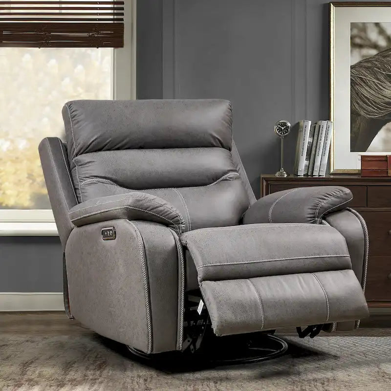 Dual Motor Power Swivel Rocker Recliner Chair with USB Ports and Adjustable Headrest