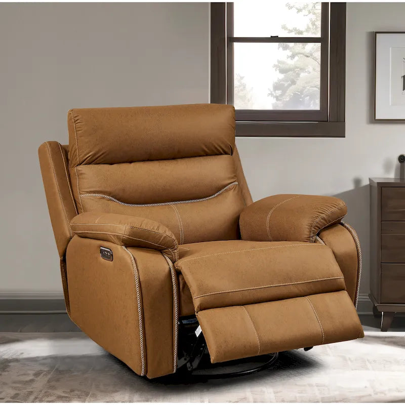 Dual Motor Power Swivel Rocker Recliner Chair with USB Ports and Adjustable Headrest