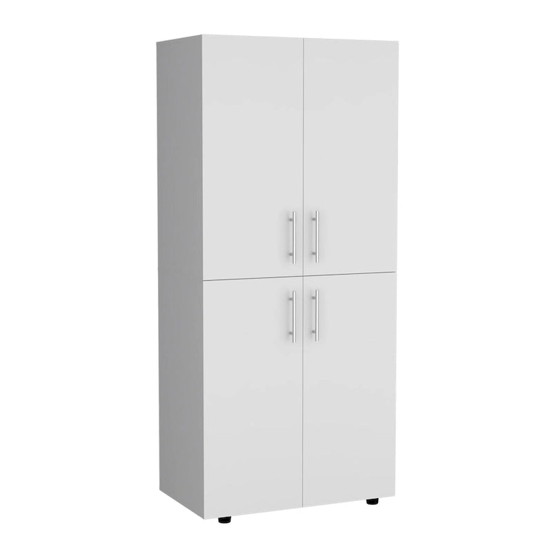 31,5 Armoire moderne à quatre portes avec six étagères et deux tringles pour chambre à coucher