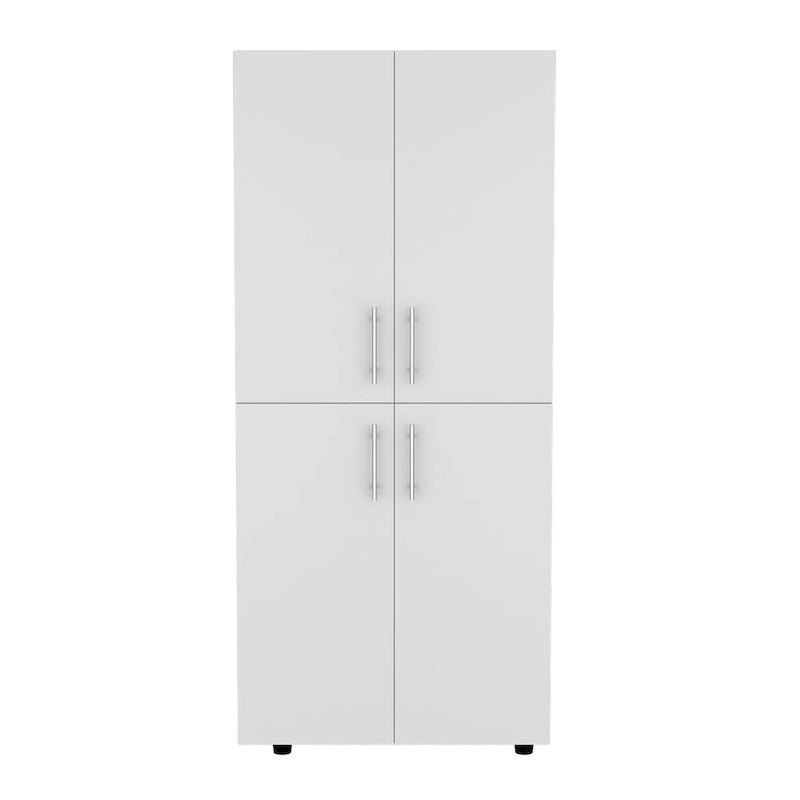 31,5 Armoire moderne à quatre portes avec six étagères et deux tringles pour chambre à coucher