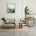 Fauteuil d'appoint en tissu, avec structure métallique, lot de 2