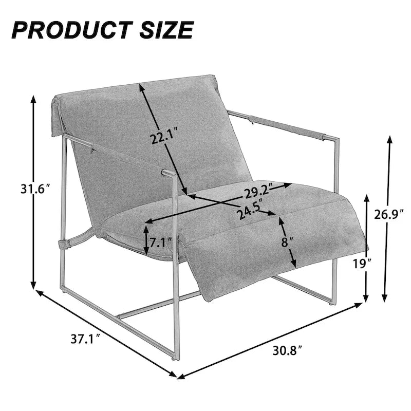 Fauteuil d'appoint en tissu, avec structure métallique, lot de 2