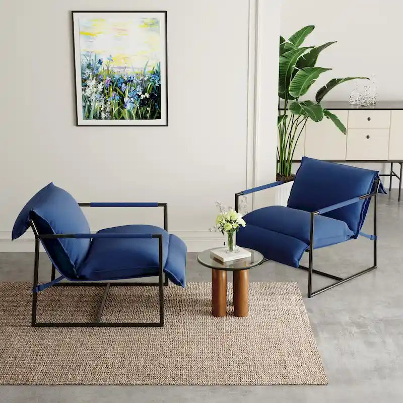Fauteuil d'appoint en tissu, avec structure métallique, lot de 2