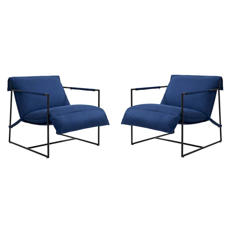 Fauteuil d'appoint en tissu, avec structure métallique, lot de 2