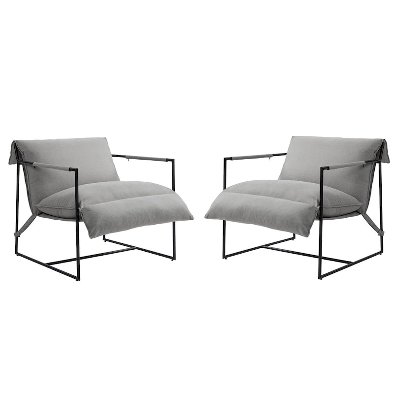 Fauteuil d'appoint en tissu, avec structure métallique, lot de 2
