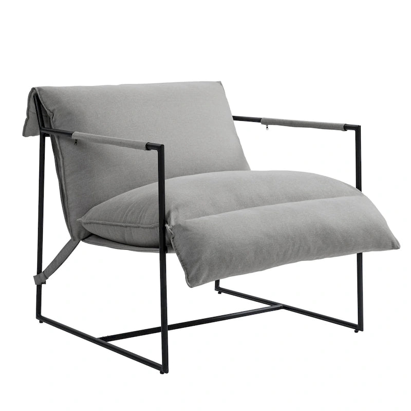 Fauteuil d'appoint en tissu, avec structure métallique, lot de 2