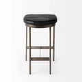 Millie Black Genuine Leather Seat with Nickel Metal Frame Counter Stool