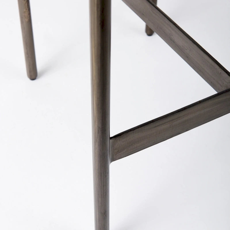 Black Faux Leather Counter Stool with Nickel Metal Frame