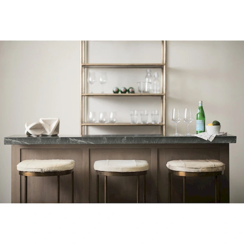 Tabouret de comptoir en similicuir noir avec cadre en métal nickel