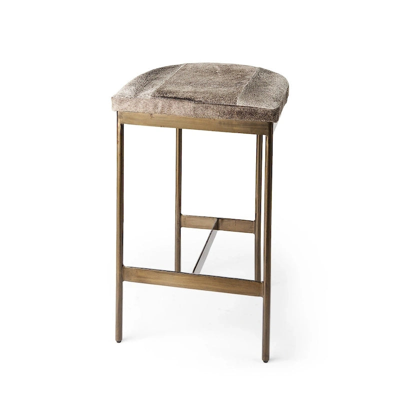 Black Faux Leather Counter Stool with Nickel Metal Frame