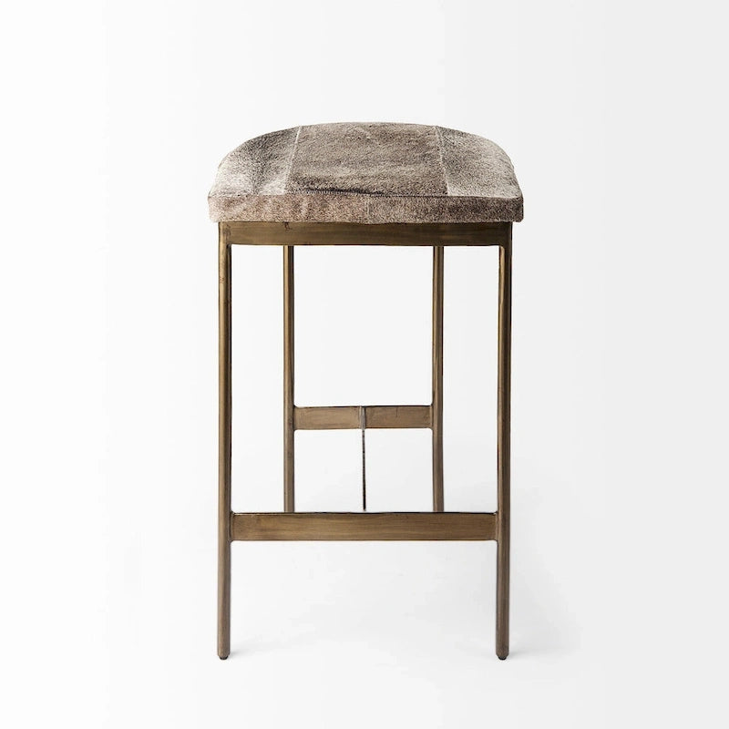 Tabouret de comptoir en similicuir noir avec cadre en métal nickel