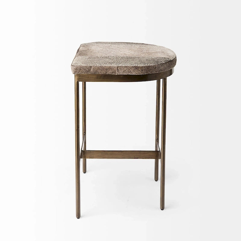 Tabouret de comptoir en similicuir noir avec cadre en métal nickel