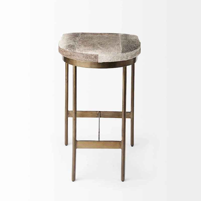 Tabouret de comptoir en similicuir noir avec cadre en métal nickel