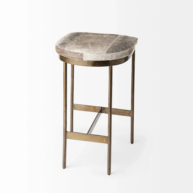 Tabouret de comptoir en similicuir noir avec cadre en métal nickel
