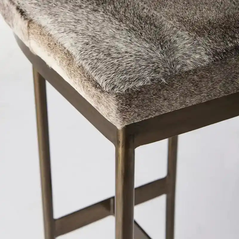 Tabouret de comptoir en similicuir noir avec cadre en métal nickel