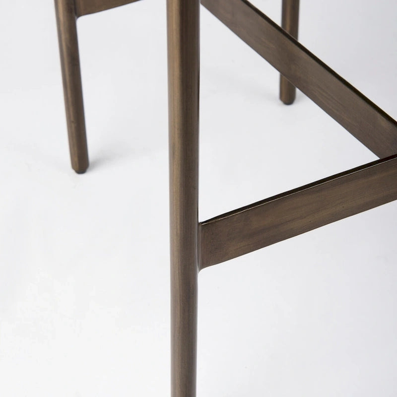 Tabouret de comptoir en similicuir noir avec cadre en métal nickel