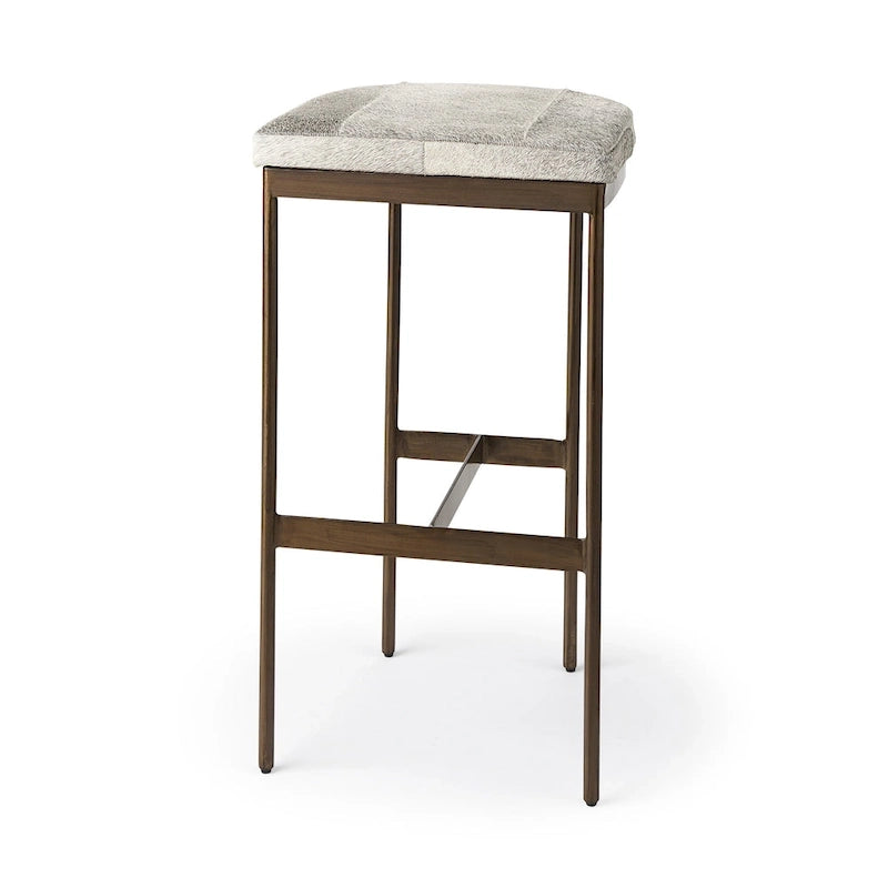 Tabouret de comptoir en similicuir noir avec cadre en métal nickel