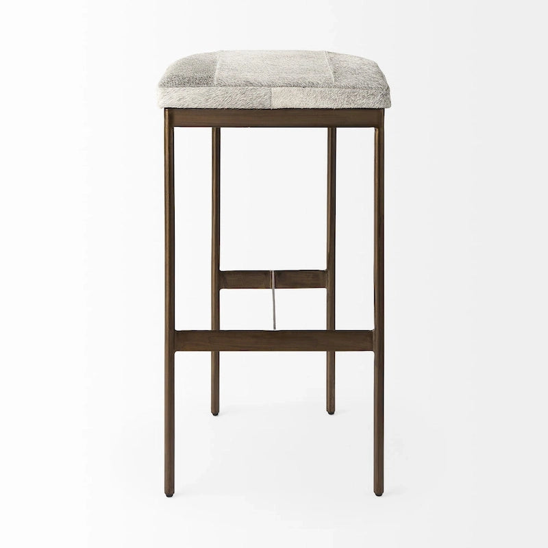Tabouret de comptoir en similicuir noir avec cadre en métal nickel