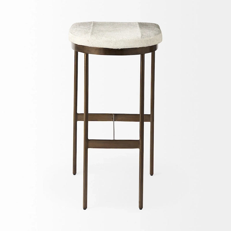 Tabouret de comptoir en similicuir noir avec cadre en métal nickel