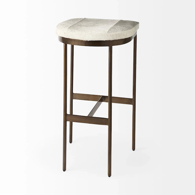 Tabouret de comptoir en similicuir noir avec cadre en métal nickel