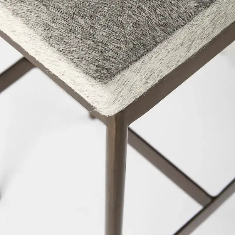 Tabouret de comptoir en similicuir noir avec cadre en métal nickel