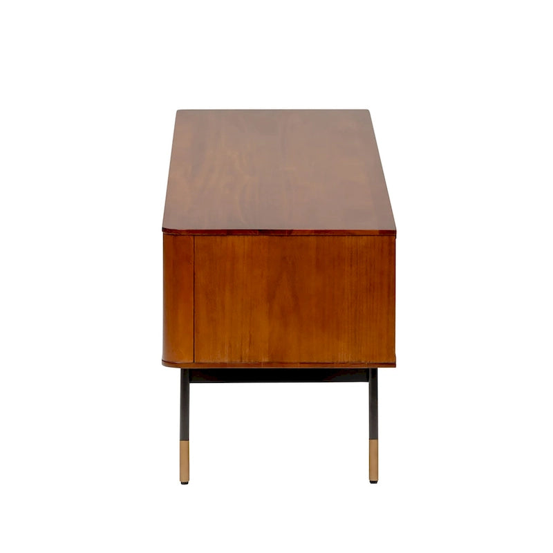 Meuble TV de 180 cm en marron avec osier naturel