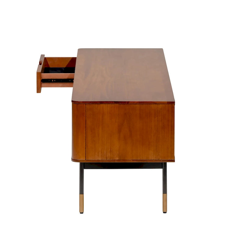 Meuble TV de 180 cm en marron avec osier naturel