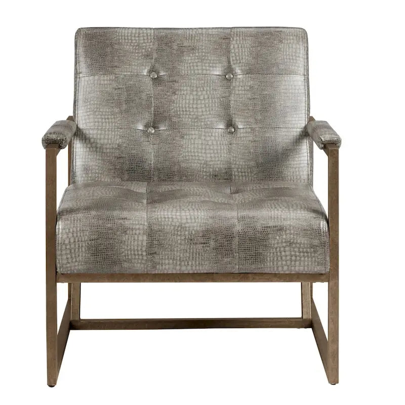 Faux Leather Metal Frame Lounge Chair