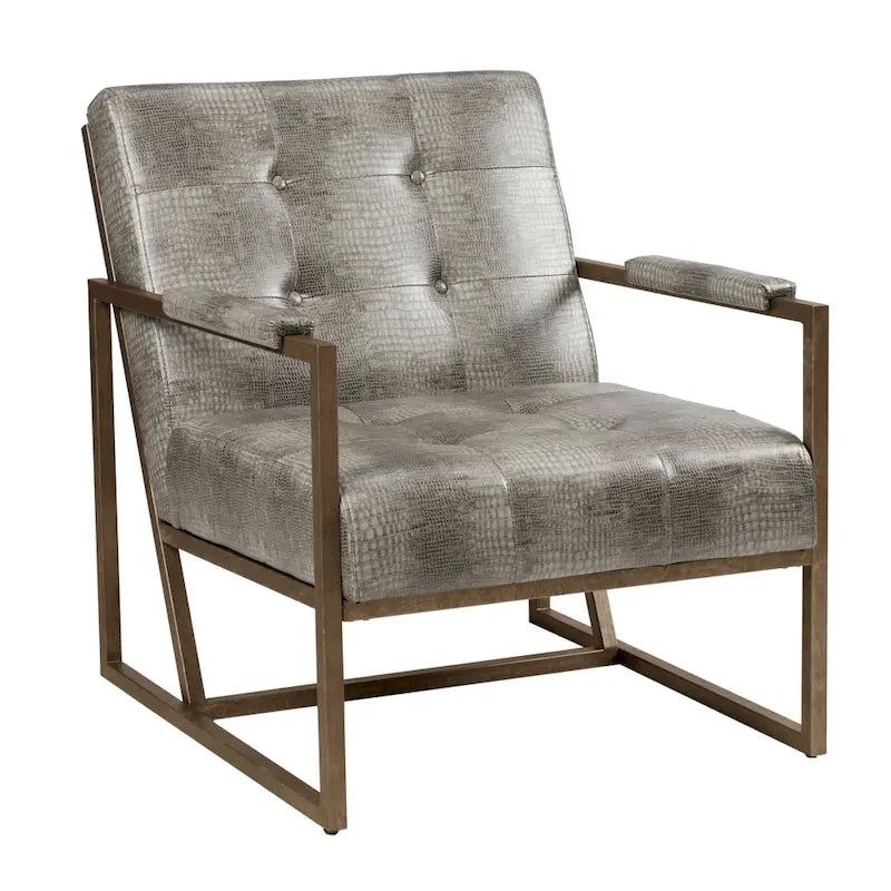 Fauteuil de salon en similicuir et métal