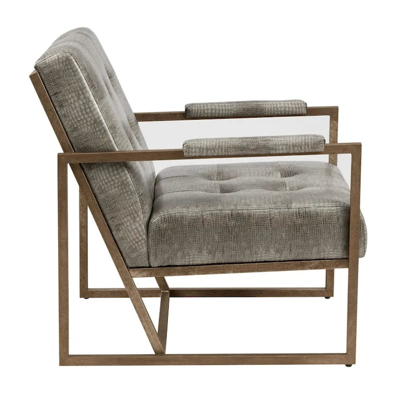 Fauteuil de salon en similicuir et métal