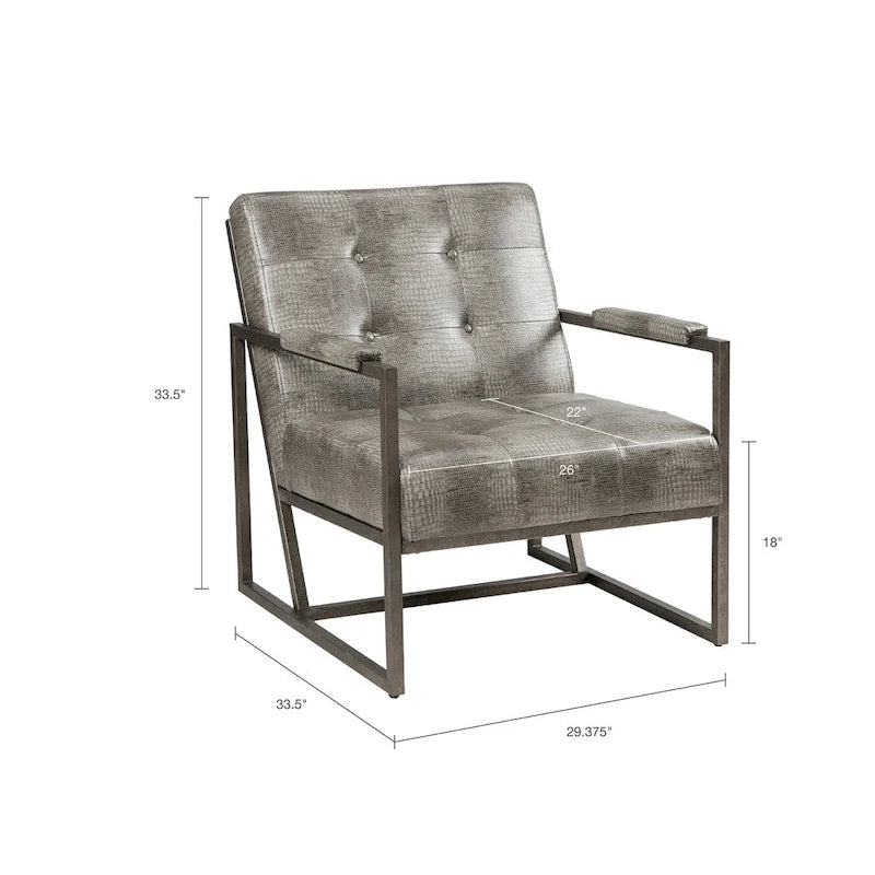 Fauteuil de salon en similicuir et métal