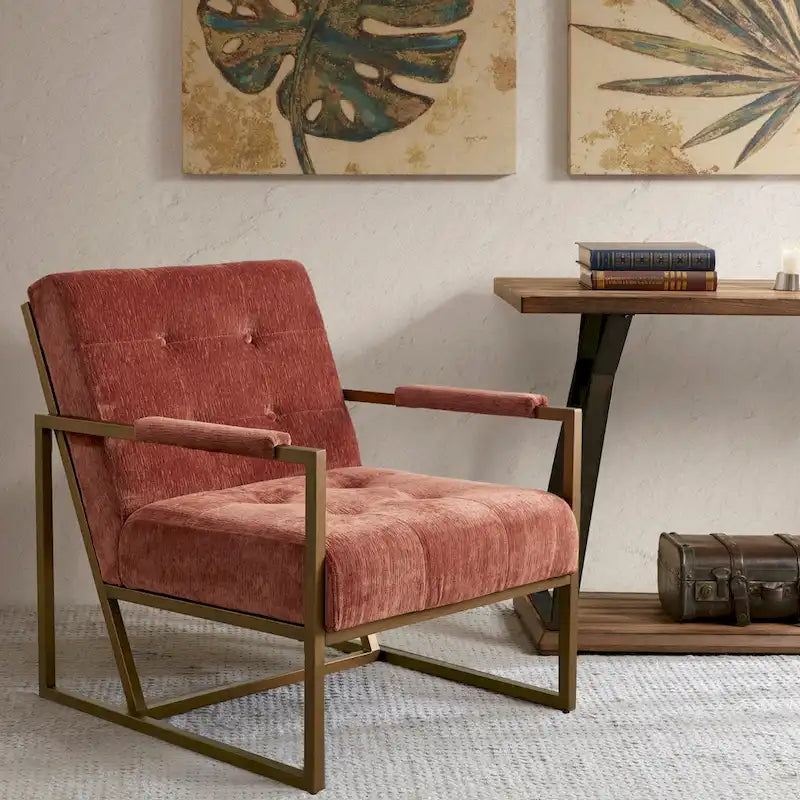 Fauteuil de salon en similicuir et métal