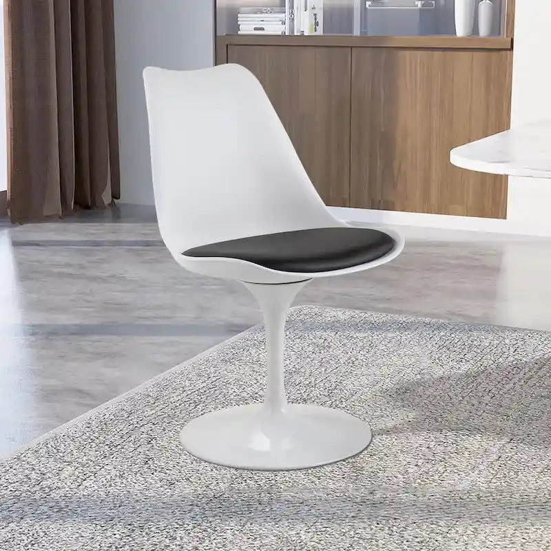 Swivel Side Chair, Dining Chair with Cushioned Seat and Curved Backrest