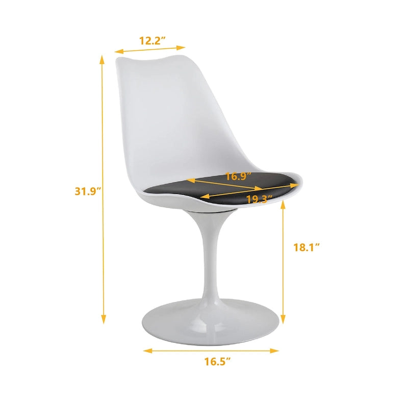 Chaise pivotante, chaise de salle à manger avec assise rembourrée et dossier incurvé