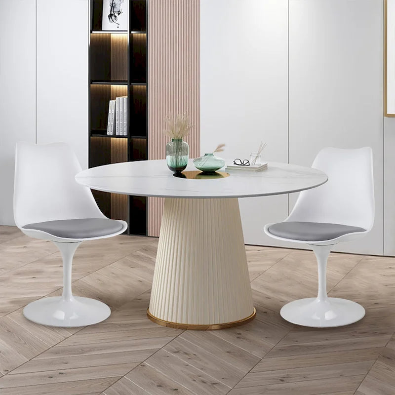 Chaise pivotante, chaise de salle à manger avec assise rembourrée et dossier incurvé